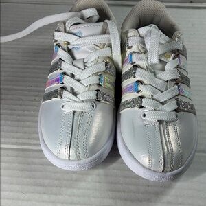 Kids White and Silver Sneakers NEW (not box)